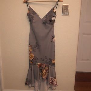 Gray spaghetti strap midi dress